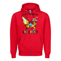Red it's ok to be different Zipper Hoodie - MaliasSmallBusiness