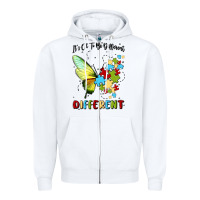 White it's ok to be different Zipper Hoodie - MaliasSmallBusiness
