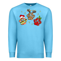 Ocean Blue christmas paws Premium Sweatshirt - MaliasSmallBusiness