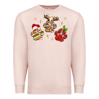Pale Pink christmas paws Premium Sweatshirt - MaliasSmallBusiness