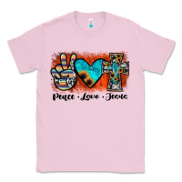 Bubblegum Pink peace love jesus Classic Tee - JahusDesignShop