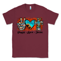 Burgundy peace love jesus Classic Tee - JahusDesignShop