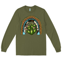 Army Green cactus rainbow Long Sleeve Tee - JahusDesignShop