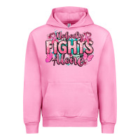 Fuchsia Pink Nobody fights alone Cancer Awareness Urban Hoodie - HowdyJamesFarm