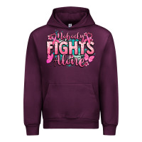 Mauve Wine Nobody fights alone Cancer Awareness Urban Hoodie - HowdyJamesFarm