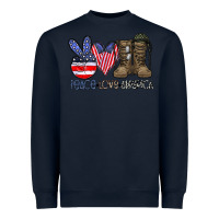 Navy peace love america Heavyweight Sweatshirt - CowhideDigitalArt