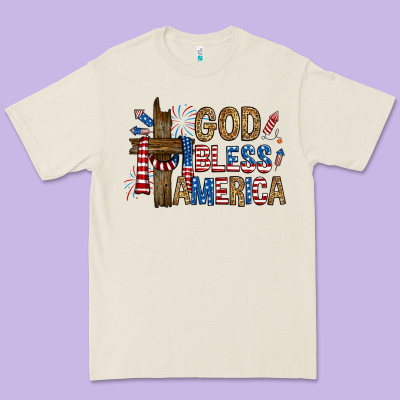 Premium Tee god  bless america with cross