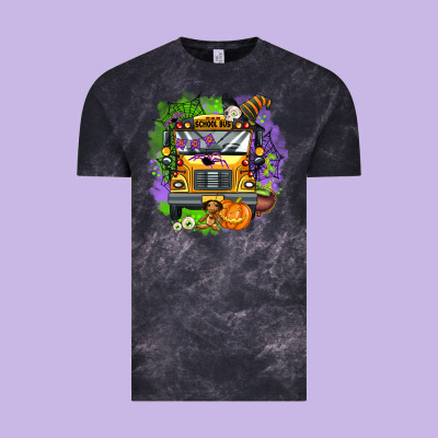 Halloween School Bus Vintage Tee Designed By Adodesignshop