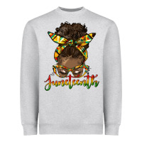 Heather Grey juneteenth black woman messy bun Heavyweight Sweatshirt - HRA Design Shop