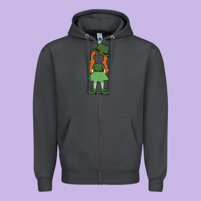 Leprechaun Girl Faceless Zipper Hoodie Designed By Maliassmallbusiness