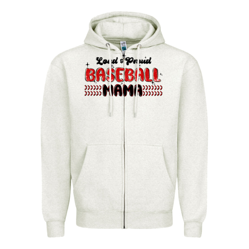 Loud And Proud Baseball Mama Zipper Hoodie by MaliasSmallBusiness | Teevron