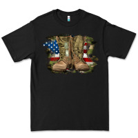 Black american flag with army boots Premium Tee - RanaPortraitStore