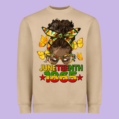 Juneteenth 1865 Afro Bun Heavyweight Sweatshirt Designed By Hra Design Shop