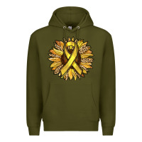 Army Green Child Cancer Awareness Sunflower Premium Hoodie - RanaPortraitStore
