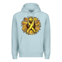 Blue Mist Child Cancer Awareness Sunflower Premium Hoodie - RanaPortraitStore