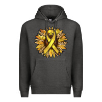 Charcoal Heather Child Cancer Awareness Sunflower Premium Hoodie - RanaPortraitStore