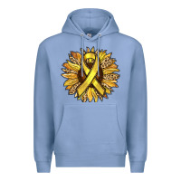 Colony Blue Child Cancer Awareness Sunflower Premium Hoodie - RanaPortraitStore