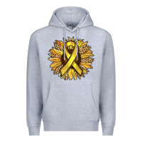 Heather Grey Child Cancer Awareness Sunflower Premium Hoodie - RanaPortraitStore