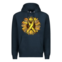 Navy Child Cancer Awareness Sunflower Premium Hoodie - RanaPortraitStore