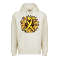 Oatmeal Heather Child Cancer Awareness Sunflower Premium Hoodie - RanaPortraitStore