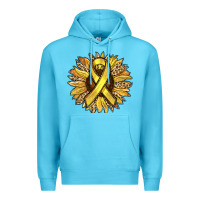 Ocean Blue Child Cancer Awareness Sunflower Premium Hoodie - RanaPortraitStore