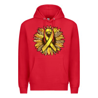 Red Child Cancer Awareness Sunflower Premium Hoodie - RanaPortraitStore