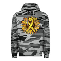 Slate Camo Child Cancer Awareness Sunflower Premium Hoodie - RanaPortraitStore