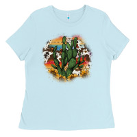 Baby Blue cowhide aztec sunflowers cactus Ladies Tee - AdoDesignShop