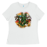 White cowhide aztec sunflowers cactus Ladies Tee - AdoDesignShop