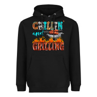 Black chillin and grilling Heavyweight Hoodie - MaliasSmallBusiness