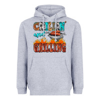 Heather Grey chillin and grilling Heavyweight Hoodie - MaliasSmallBusiness