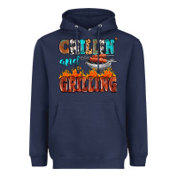 Navy chillin and grilling Heavyweight Hoodie - MaliasSmallBusiness