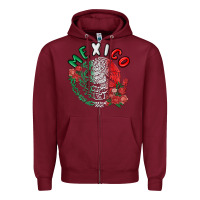 Burgundy mexico Zipper Hoodie - MaliasSmallBusiness
