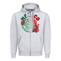Heather Grey mexico Zipper Hoodie - MaliasSmallBusiness