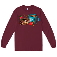 Burgundy donut coffee strawberry Long Sleeve Tee - AdoDesignShop