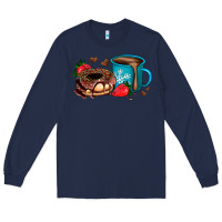 Navy donut coffee strawberry Long Sleeve Tee - AdoDesignShop
