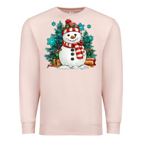Pale Pink christmas snowman Premium Sweatshirt - MaliasSmallBusiness