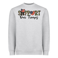 Heather Grey support our troops Heavyweight Sweatshirt - CowhideDigitalArt