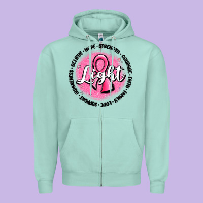 Fight Breast Cancer Zipper Hoodie Designed By Maliassmallbusiness