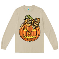 Mushroom Leopard Ribbon Halloween Pumkin Long Sleeve Tee - JahusDesignShop