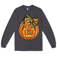 Smoke Leopard Ribbon Halloween Pumkin Long Sleeve Tee - JahusDesignShop