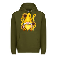 Army Green Childhood Cancer gnome Premium Hoodie - RanaPortraitStore