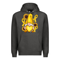 Charcoal Heather Childhood Cancer gnome Premium Hoodie - RanaPortraitStore