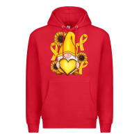 Red Childhood Cancer gnome Premium Hoodie - RanaPortraitStore
