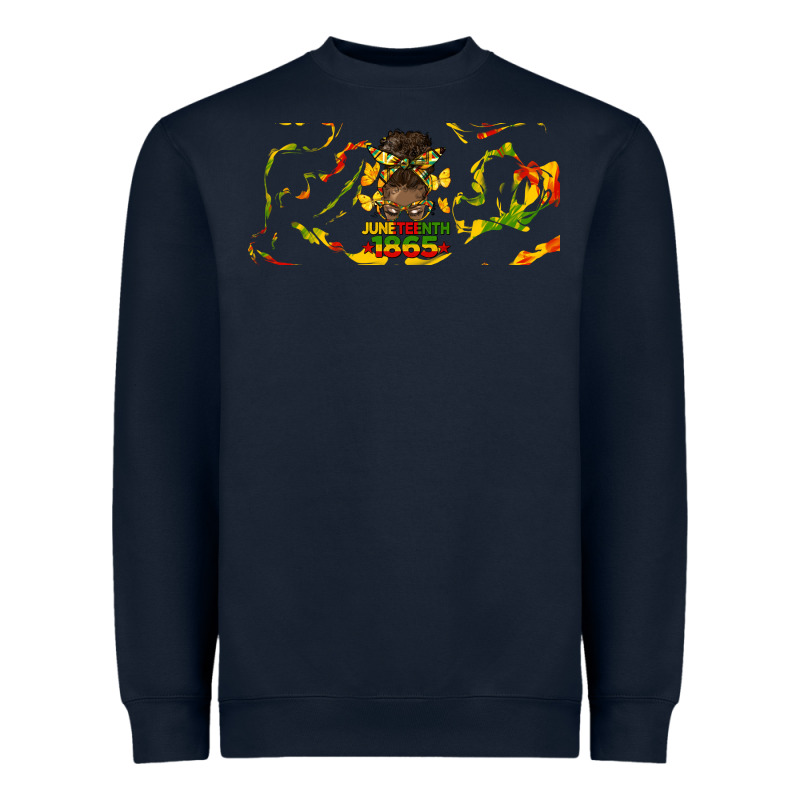 Juneteenth Afro Messy Bun Libbey Glass Heavyweight Sweatshirt by HRA Design Shop | Teevron