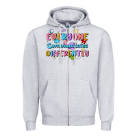 Heather Grey everyone communicates differently Zipper Hoodie - MaliasSmallBusiness
