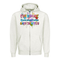 Oatmeal Heather everyone communicates differently Zipper Hoodie - MaliasSmallBusiness