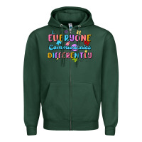 Sports Green everyone communicates differently Zipper Hoodie - MaliasSmallBusiness