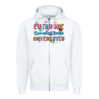 White everyone communicates differently Zipper Hoodie - MaliasSmallBusiness