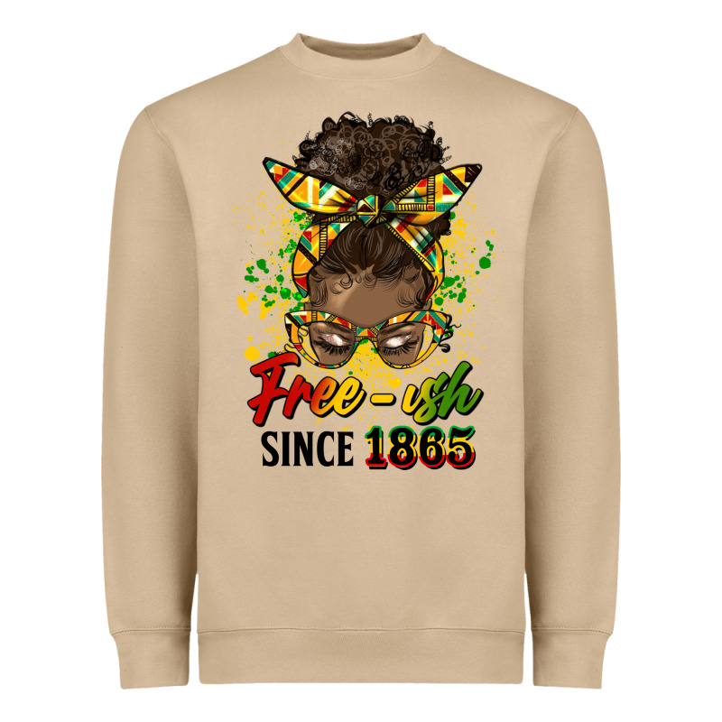 Free Ish Since 1865 Afro Messy Bun Heavyweight Sweatshirt by HRA Design Shop | Teevron